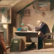 Carl Spitzweg | Ein Besuch - 1855 | Gerahmter Kunstdruck | Romantik | formida