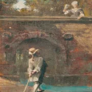 Carl Spitzweg | Galant scene ved en flodbro - 1855 | Indrammet kunsttryk | Romantik | formida