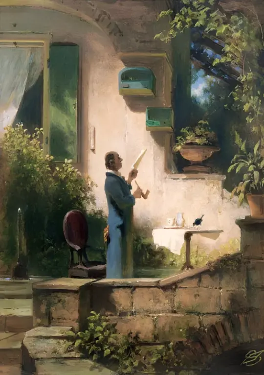 Carl Spitzweg | Ein wichtiges Schreiben, die Lektüre - 1872 | Gerahmter Kunstdruck | Romantik | formida