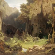 Carl Spitzweg | Eremit spiller violin - 1863 | Indrammet kunsttryk | Romantik | formida