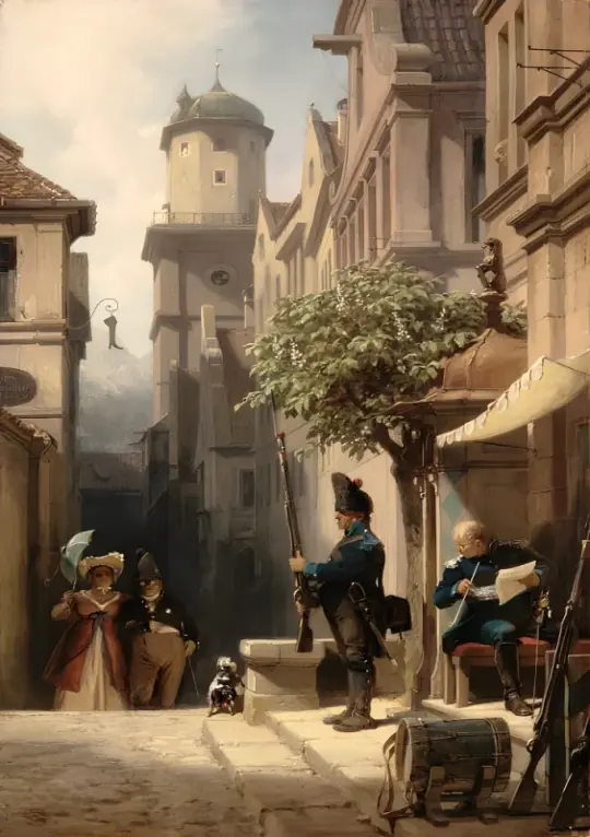 Carl Spitzweg | Er kommt - 1870 | Gerahmter Kunstdruck | Romantik | formida