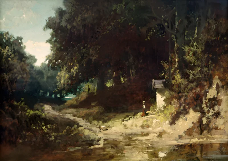 Carl Spitzweg | Pige der beder i skoven - 1870 | Indrammet kunsttryk | Romantik | formida