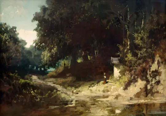 Carl Spitzweg | Pige der beder i skoven - 1870 | Indrammet kunsttryk | Romantik | formida