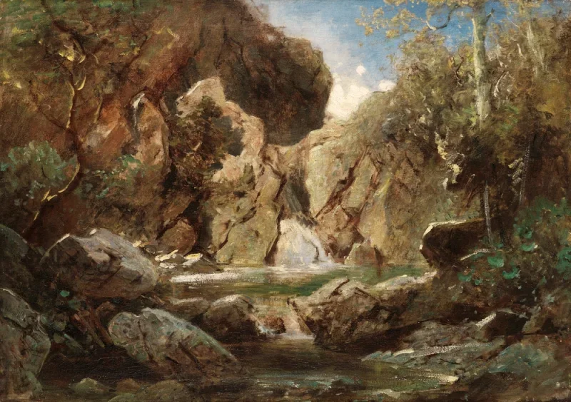 Carl Spitzweg | Klippebassin med hvidvand - 1840 | Indrammet kunsttryk | Romantik | formida