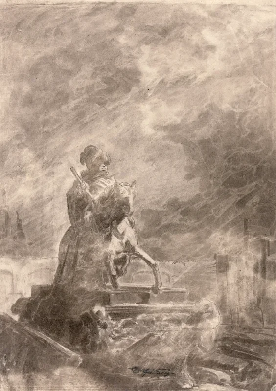 Carl Spitzweg | Ryttermonument - 1846 | Indrammet kunsttryk | Romantik | formida