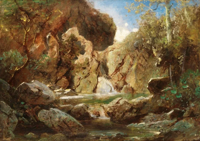 Carl Spitzweg | Klippekedel med vildt vand - 1840 | Indrammet kunsttryk | Romantik | formida