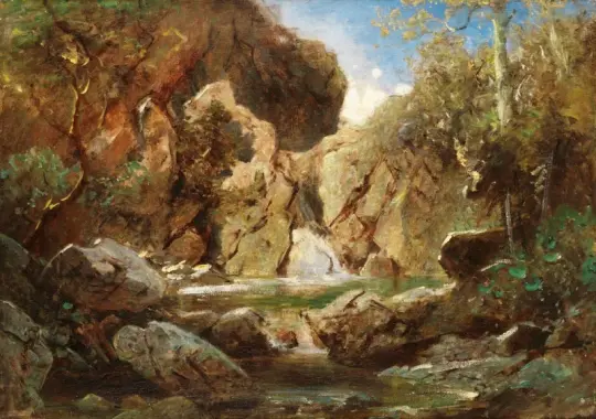 Carl Spitzweg | Klippekedel med vildt vand - 1840 | Indrammet kunsttryk | Romantik | formida