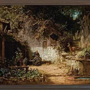 Carl Spitzweg – Einsiedler repariert seine Netze 1875 | Giclée Kunstdruck gerahmt