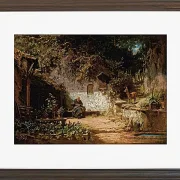 Carl Spitzweg – Einsiedler repariert seine Netze 1875 | Giclée Kunstdruck gerahmt