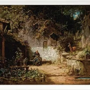 Carl Spitzweg – Einsiedler repariert seine Netze 1875 | Giclée Kunstdruck gerahmt
