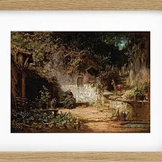 Carl Spitzweg – Einsiedler repariert seine Netze 1875 | Giclée Kunstdruck gerahmt
