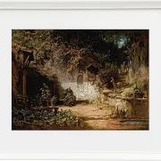 Carl Spitzweg – Einsiedler repariert seine Netze 1875 | Giclée Kunstdruck gerahmt