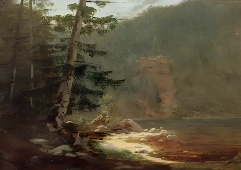 Carl Spitzweg | Klippeagtig kløft med bæk - 1835 | Indrammet kunsttryk | Romantik | formida
