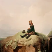 Carl Spitzweg | Strikkevagten - 1850 | Indrammet kunsttryk | Romantik | formida