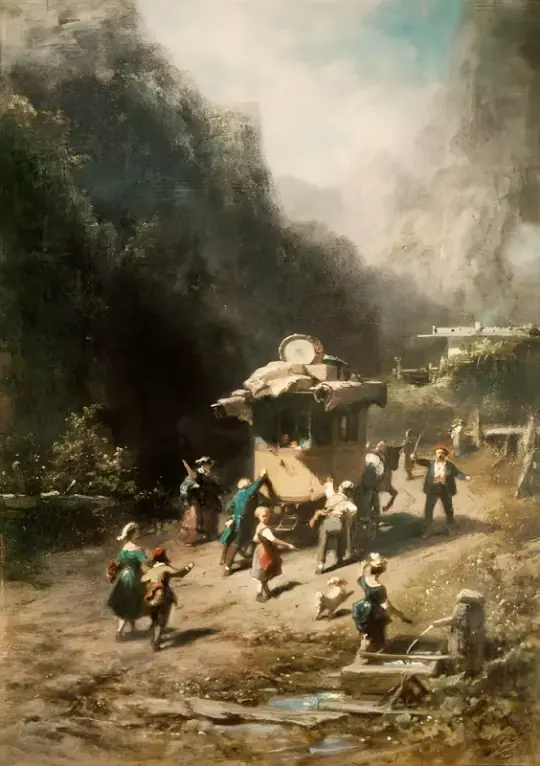 Carl Spitzweg | Rejsende mennesker - 1847 | Indrammet kunsttryk | Romantik | formida