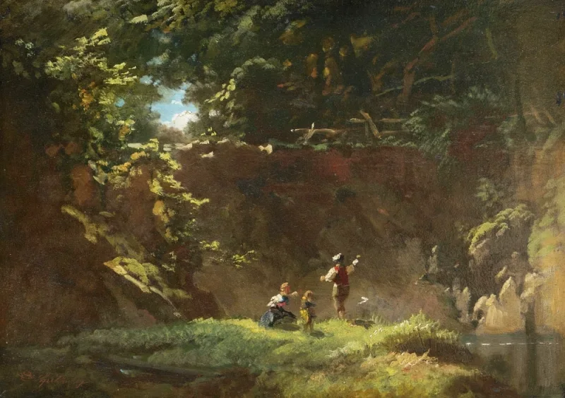 Carl Spitzweg | Fiskebørn - 1870 | Indrammet kunsttryk | Romantik | formida
