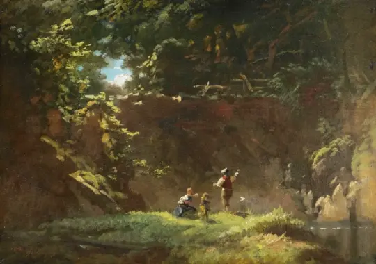 Carl Spitzweg | Fiskebørn - 1870 | Indrammet kunsttryk | Romantik | formida