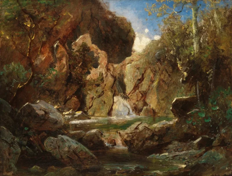 Carl Spitzweg – Felsenkessel mit Wildwasser 1840 | Giclée Kunstdruck gerahmt