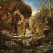 Carl Spitzweg – Felsenkessel mit Wildwasser 1840 | Giclée Kunstdruck gerahmt