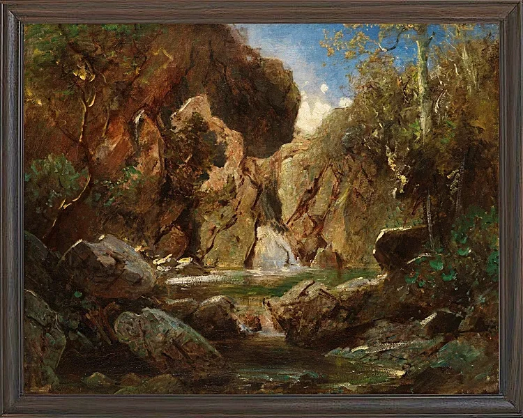 Carl Spitzweg – Felsenkessel mit Wildwasser 1840 | Giclée Kunstdruck gerahmt