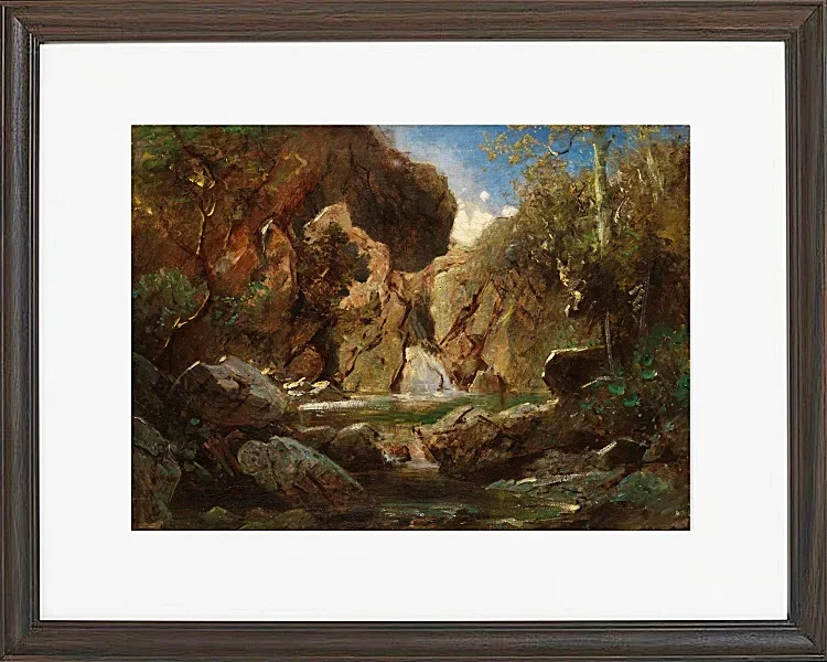 Carl Spitzweg – Felsenkessel mit Wildwasser 1840 | Giclée Kunstdruck gerahmt