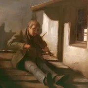 Carl Spitzweg | Violinist på taget - 1880 | Indrammet kunsttryk | Romantik | formida