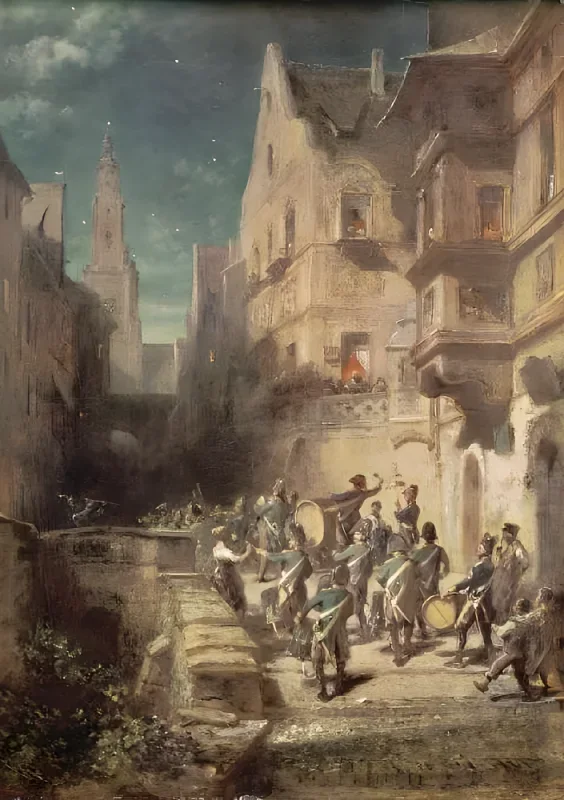 Carl Spitzweg | Zapfenstreich - 1880 | Gerahmter Kunstdruck | Romantik | formida