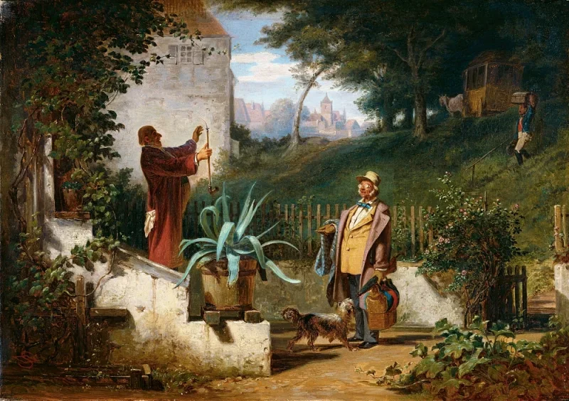Carl Spitzweg | Barndomsvenner - 1855 | Indrammet kunsttryk | Romantik | formida