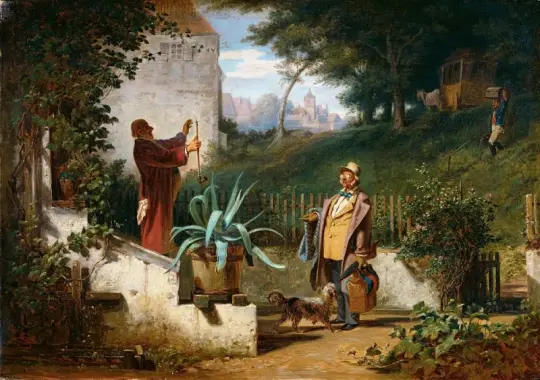 Carl Spitzweg | Barndomsvenner - 1855 | Indrammet kunsttryk | Romantik | formida
