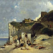 Carl Spitzweg – Frauenbad in Dieppe 1860 | Giclée Kunstdruck gerahmt