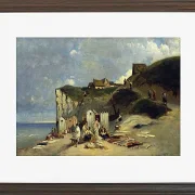 Carl Spitzweg – Frauenbad in Dieppe 1860 | Giclée Kunstdruck gerahmt