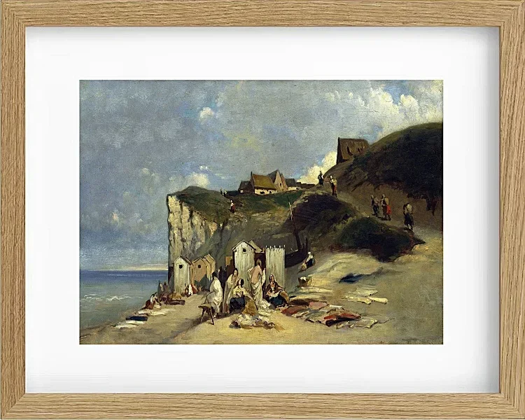 Carl Spitzweg – Frauenbad in Dieppe 1860 | Giclée Kunstdruck gerahmt
