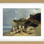 Carl Spitzweg – Frauenbad in Dieppe 1860 | Giclée Kunstdruck gerahmt