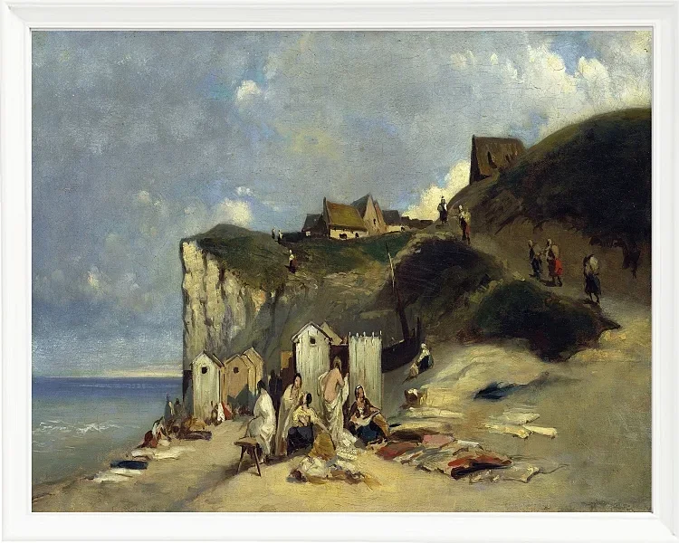 Carl Spitzweg – Frauenbad in Dieppe 1860 | Giclée Kunstdruck gerahmt
