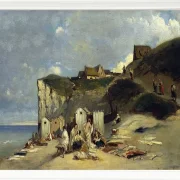Carl Spitzweg – Frauenbad in Dieppe 1860 | Giclée Kunstdruck gerahmt