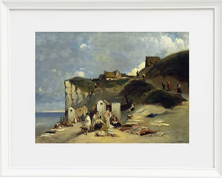 Carl Spitzweg – Frauenbad in Dieppe 1860 | Giclée Kunstdruck gerahmt