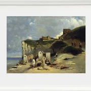 Carl Spitzweg – Frauenbad in Dieppe 1860 | Giclée Kunstdruck gerahmt