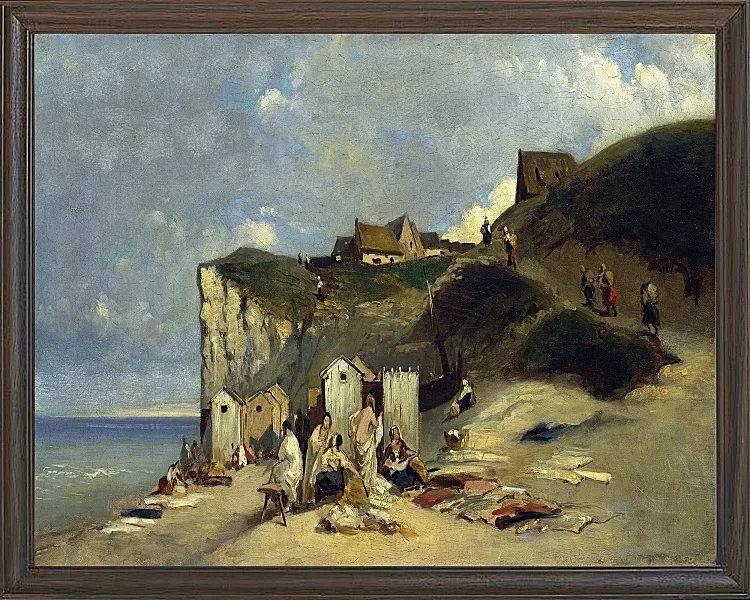Carl Spitzweg – Frauenbad in Dieppe 1860 | Giclée Kunstdruck gerahmt