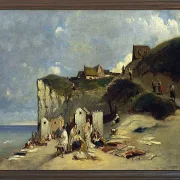 Carl Spitzweg – Frauenbad in Dieppe 1860 | Giclée Kunstdruck gerahmt