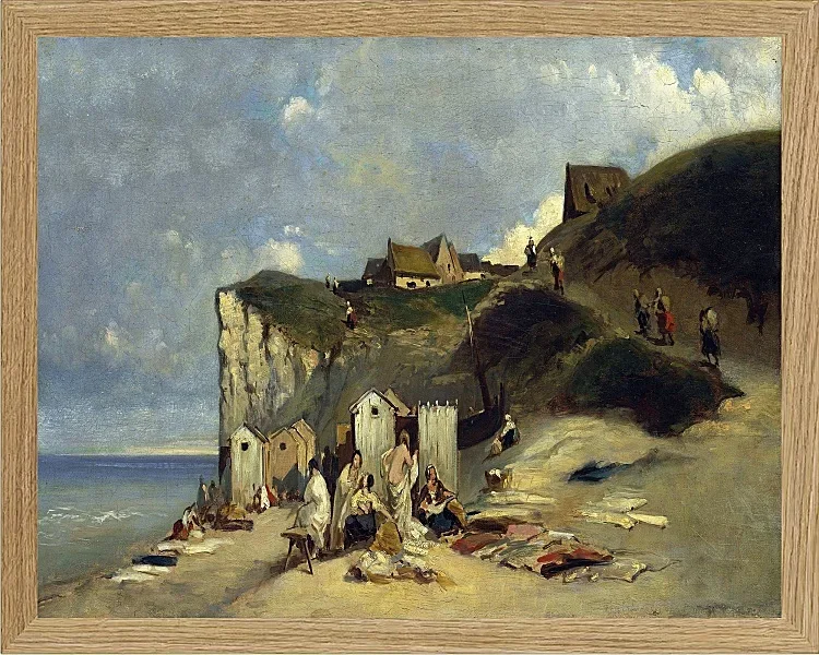 Carl Spitzweg – Frauenbad in Dieppe 1860 | Giclée Kunstdruck gerahmt