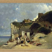 Carl Spitzweg – Frauenbad in Dieppe 1860 | Giclée Kunstdruck gerahmt