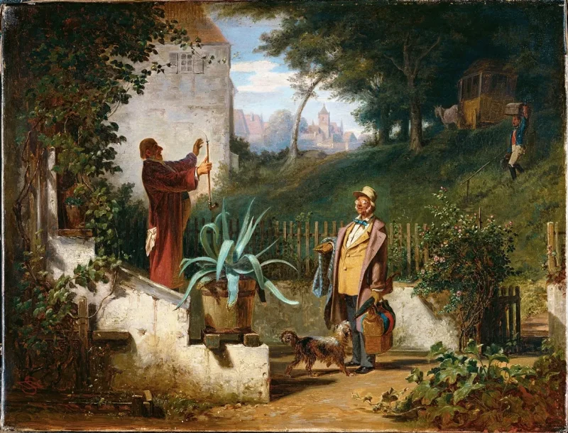 Carl Spitzweg – Freunde aus der Kindheit 1855 | Giclée Kunstdruck gerahmt