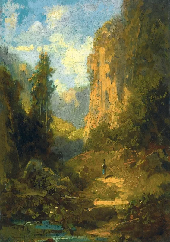 Carl Spitzweg | Bjerglandskab - 1835 | Indrammet kunsttryk | Romantik | formida