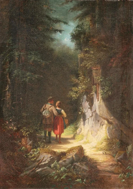 Carl Spitzweg | Den forelskede jæger - 1848 | Indrammet kunsttryk | Romantik | formida