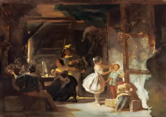 Carl Spitzweg | Hinter den Kulissen - 1855 | Gerahmter Kunstdruck | Romantik | formida