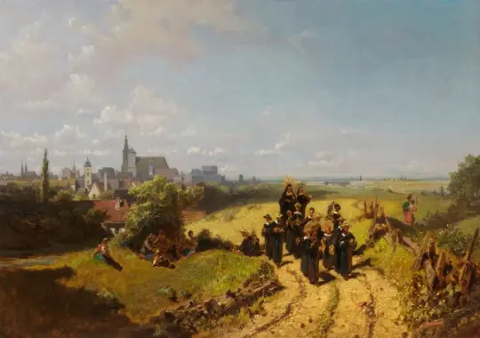 Carl Spitzweg | Institutpromenade - 1876 | Indrammet kunsttryk | Romantik | formida