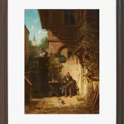 Carl Spitzweg – In Erwartung der Zeitung 1865 | Giclée Kunstdruck gerahmt