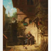 Carl Spitzweg – In Erwartung der Zeitung 1865 | Giclée Kunstdruck gerahmt
