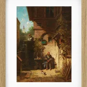Carl Spitzweg – In Erwartung der Zeitung 1865 | Giclée Kunstdruck gerahmt