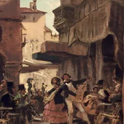 Carl Spitzweg | Italienske gadesangere - 1855 | Indrammet kunsttryk | Romantik | formida